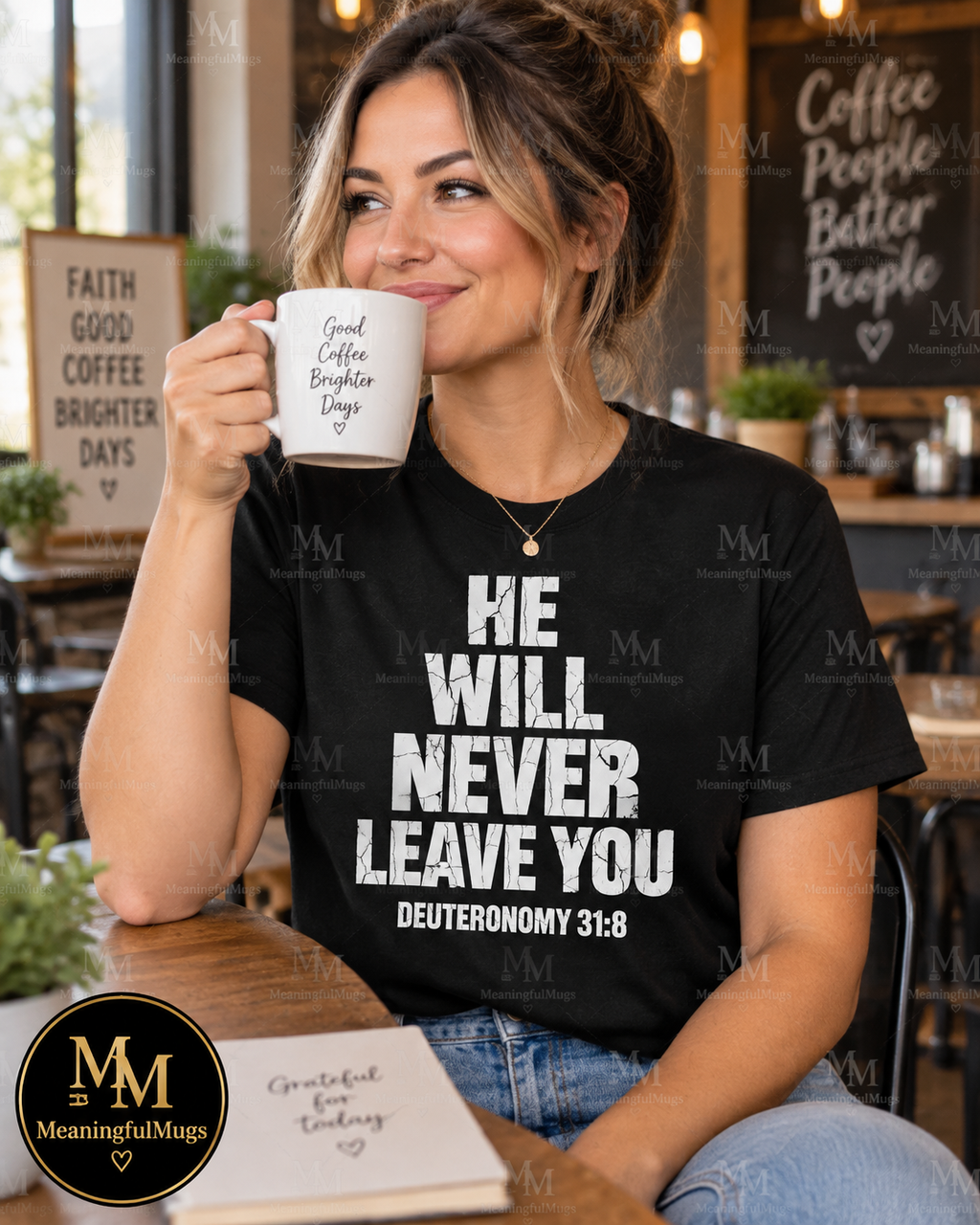 He Will Never Leave You - Faith T-Shirt | Deuteronomy 31:8