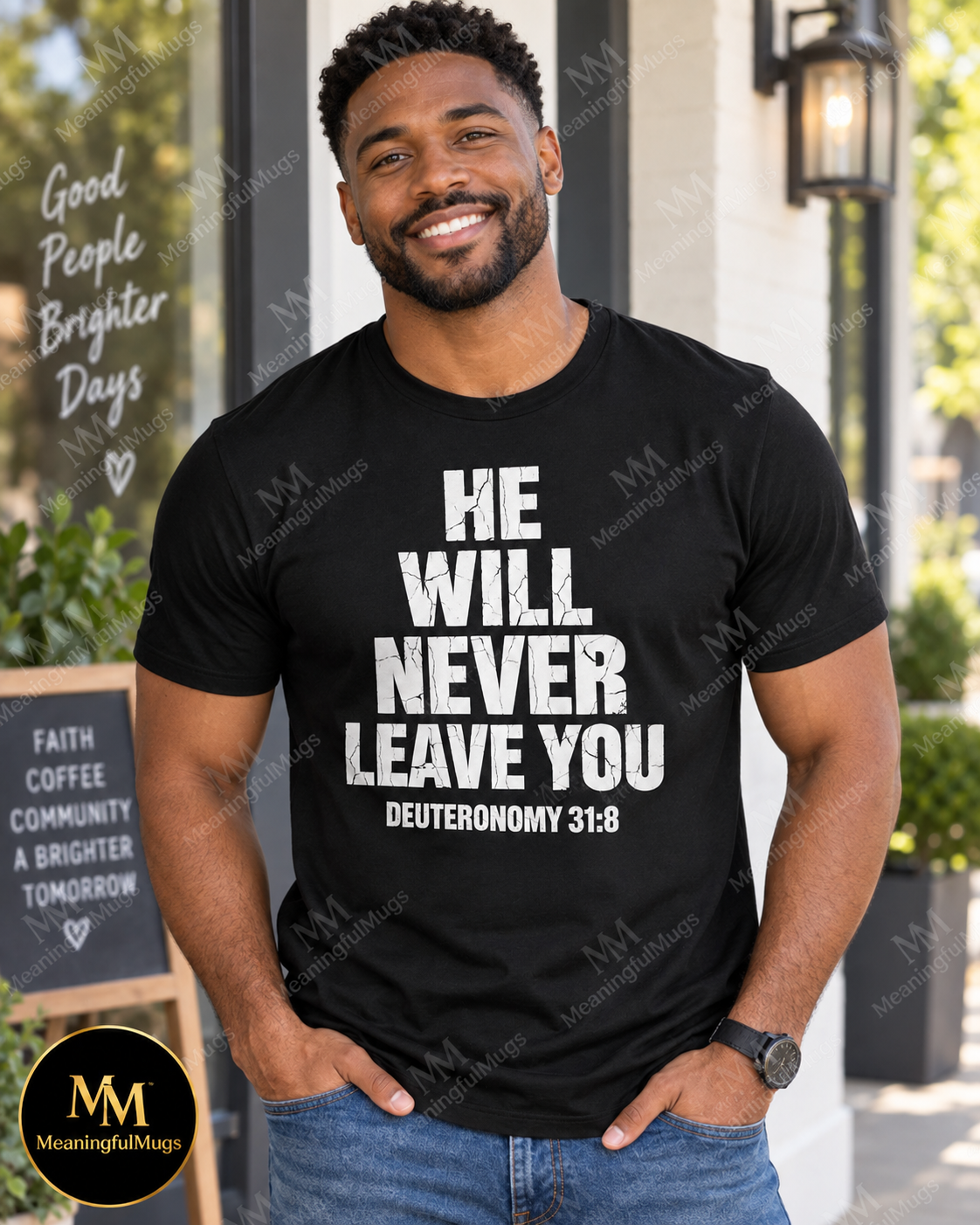 He Will Never Leave You - Faith T-Shirt | Deuteronomy 31:8