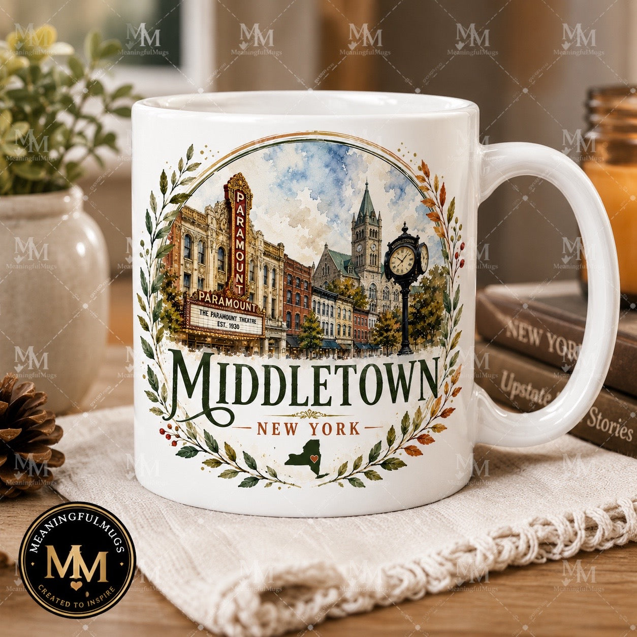 Middletown New York Mug – Paramount Theatre Watercolor Design