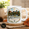 Greenville South Carolina Mug – Watercolor Cityscape & Falls Park Design lo
