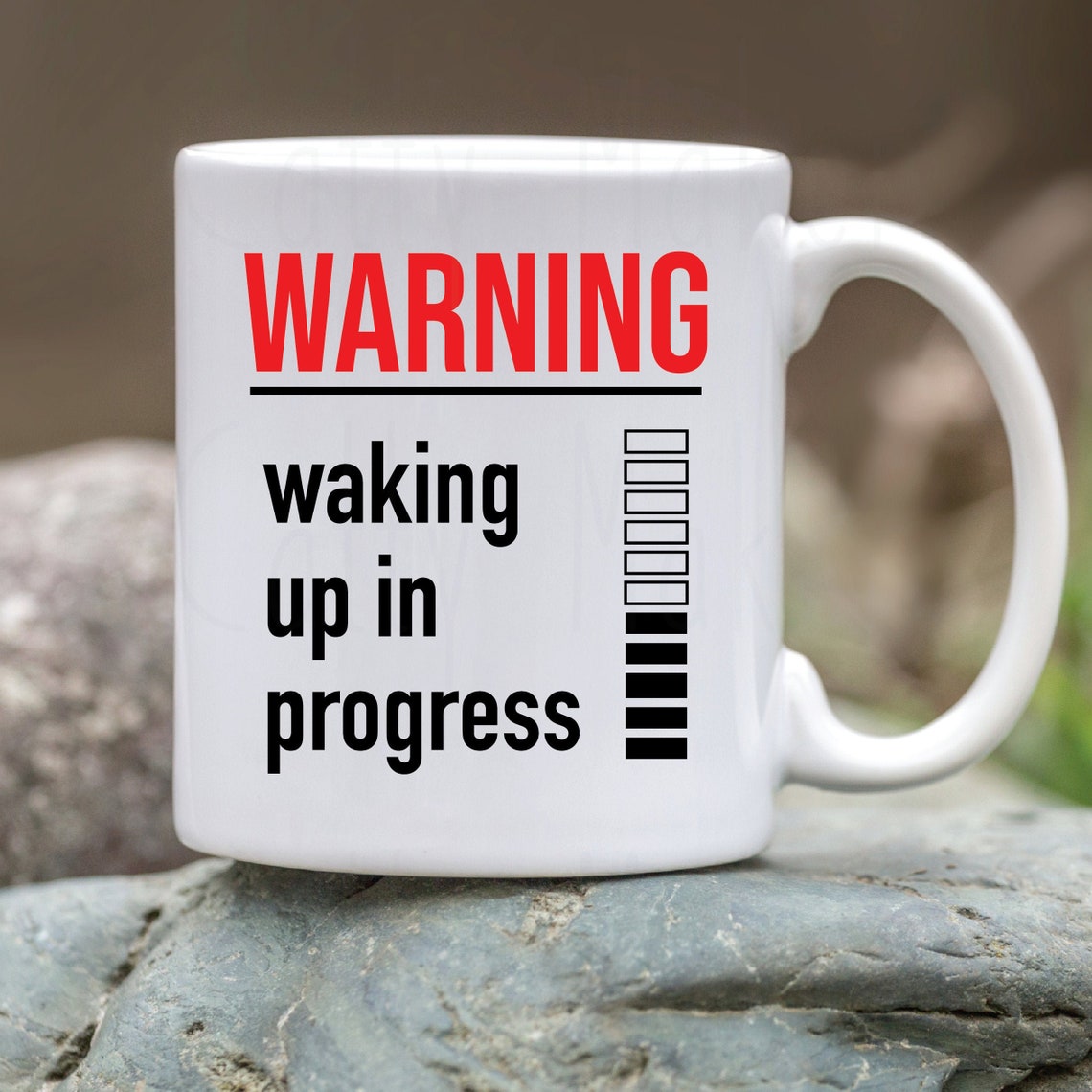 Warning: Waking Up In Progress — Funny Coffee Mug for Slow Mornings