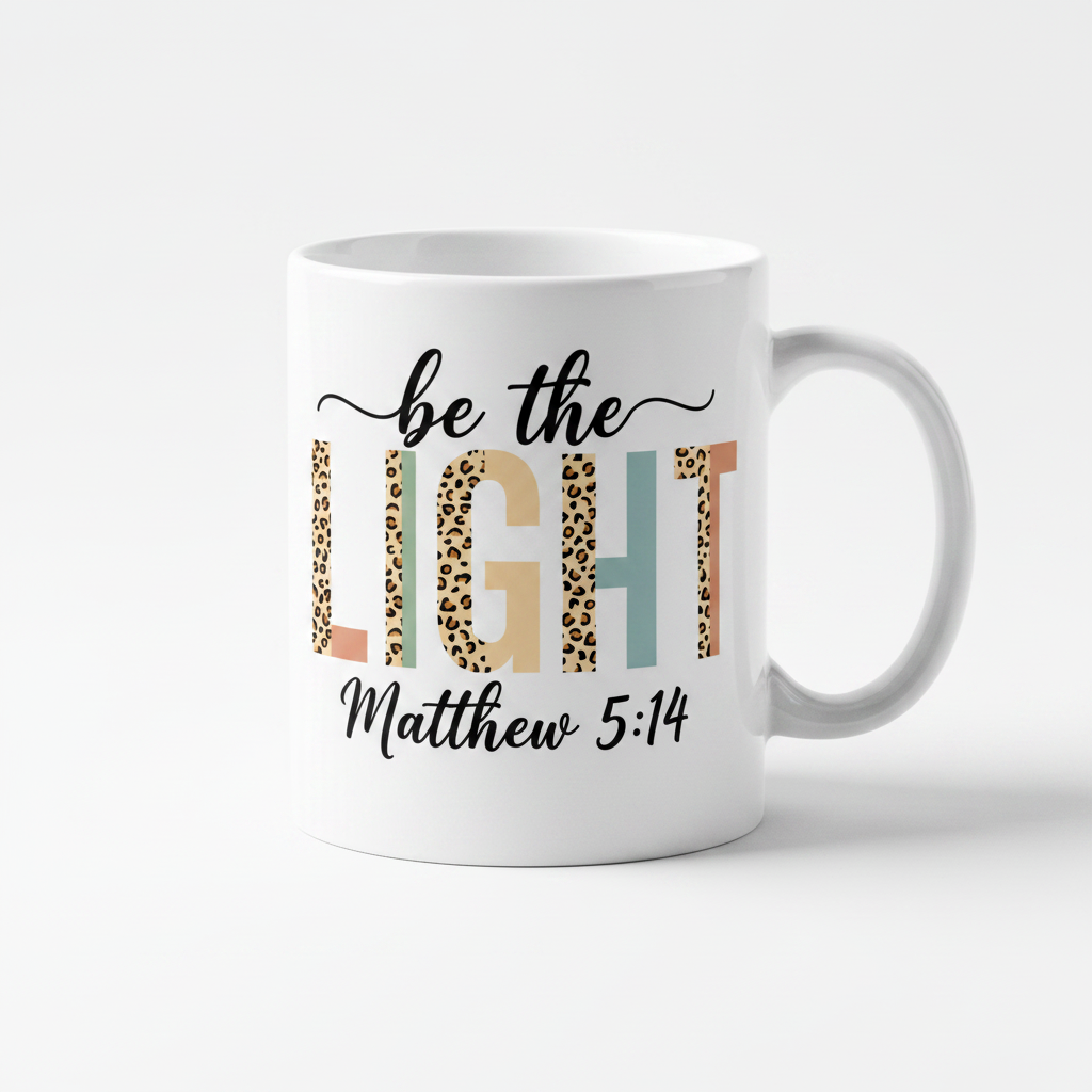 Be the Light Matthew 5:14 mug product mockup