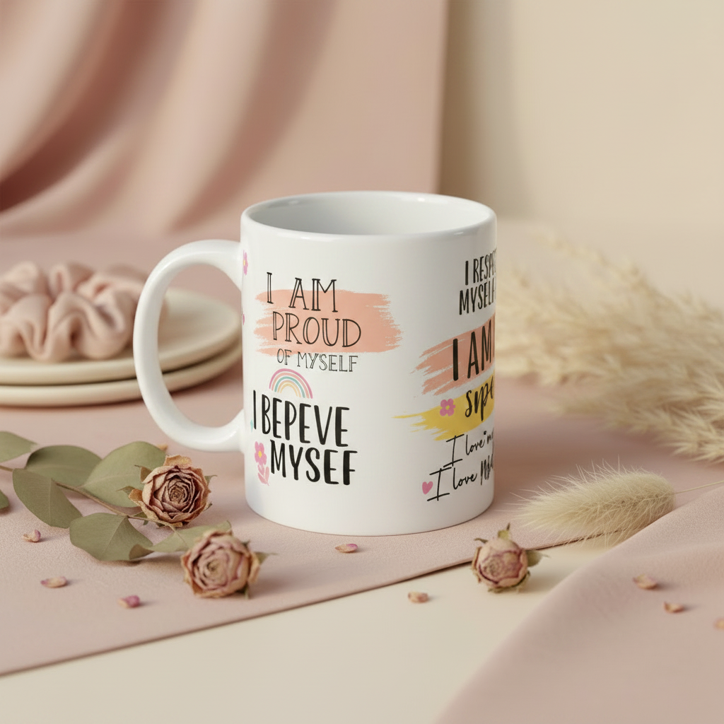 I Am Enough affirmation mug - back side mockup