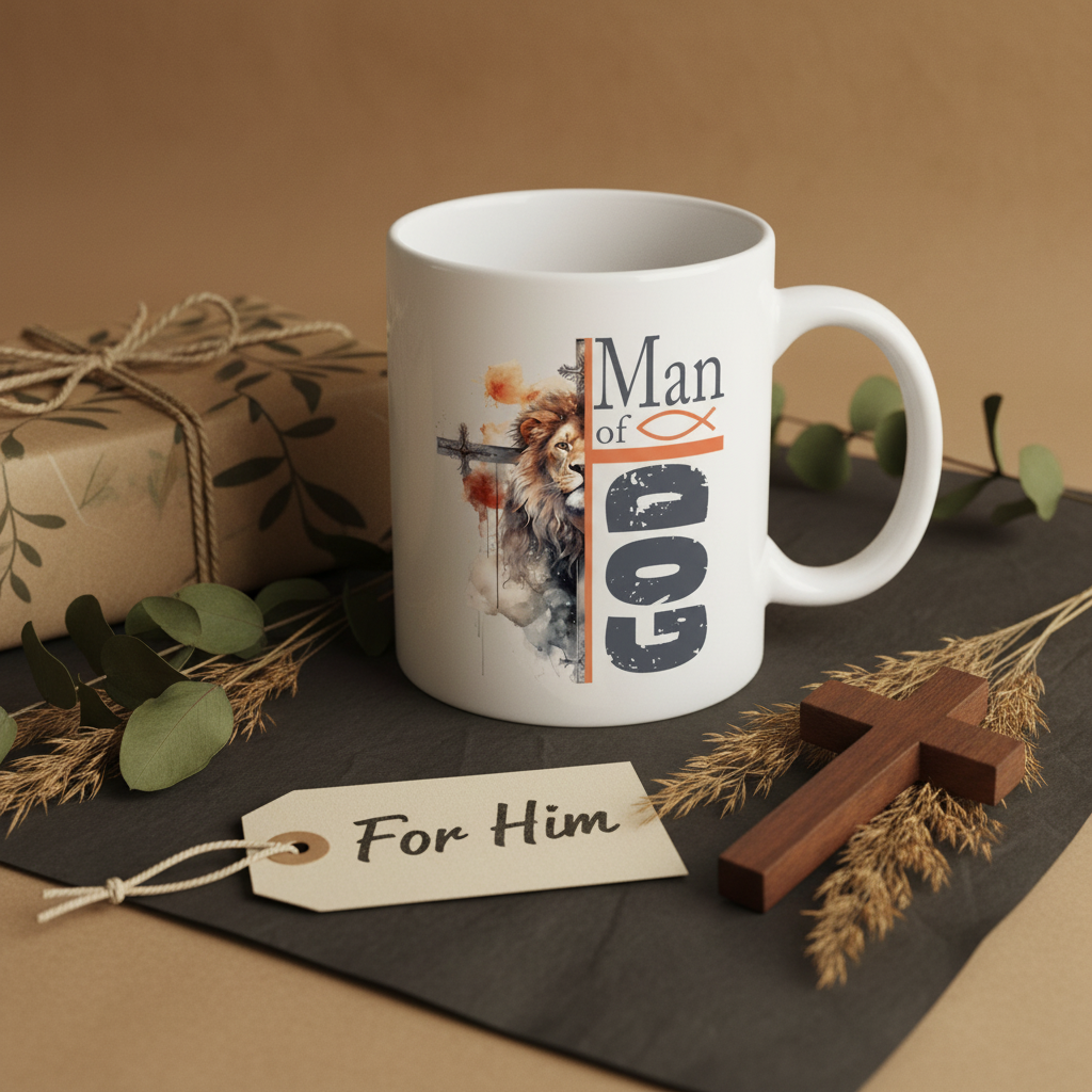 Man of God gift flat lay